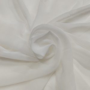 Soft white dyeable georgette fabric with lightweight semi-transparent texture and elegant flowing drape