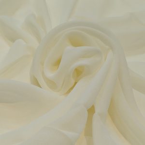 Soft ivory pure georgette fabric with a lightweight sheer texture and elegant flowing drape.