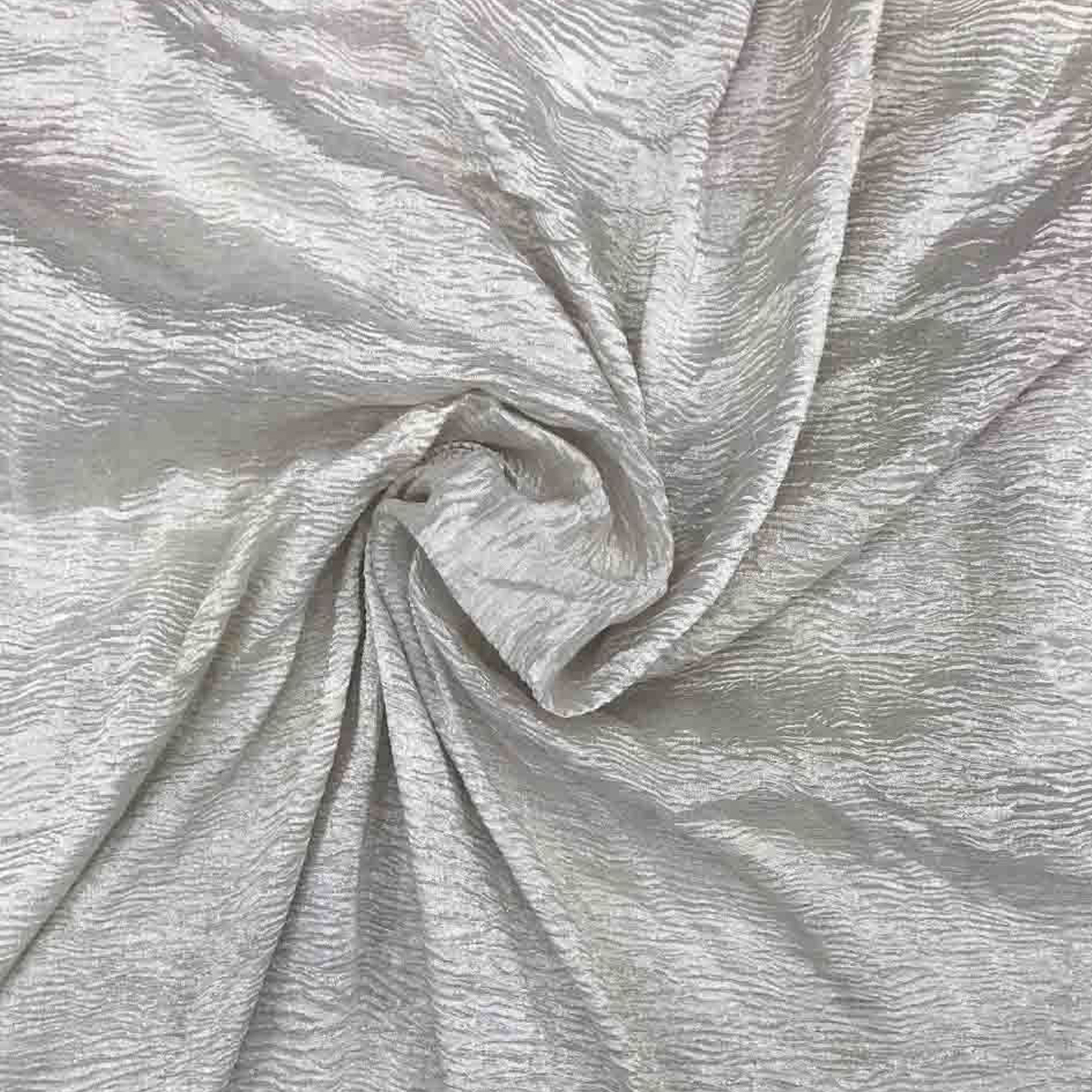 Pure Tissue Crush fabric with elegant crinkled texture and lustrous metallic finish.