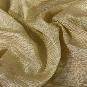 Pure Tissue Crush fabric with elegant crinkled texture and lustrous metallic finish.