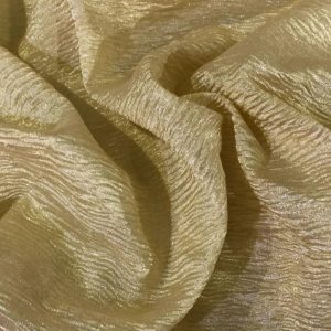 Pure Tissue Crush Fabric with a soft metallic sheen, textured crushed finish, and elegant drape suitable for festive and designer wear.